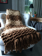 Load image into Gallery viewer, Weighted Feel Knit Blanket - Chunky Brown Striped Throw - Hands On For Homemade