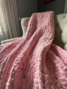 Chunky Knit Blanket | Chalk Pink Blanket - Hands On For Homemade