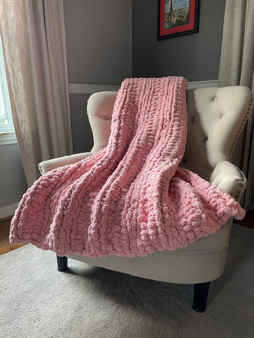 Chunky Knit Blanket | Chalk Pink Blanket - Hands On For Homemade