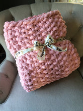 Load image into Gallery viewer, Chunky Knit Blanket | Light Pink Knit Throw - Hands On For Homemade