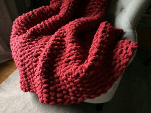 Chunky Knit Blanket | Cranberry Throw Blanket - Hands On For Homemade