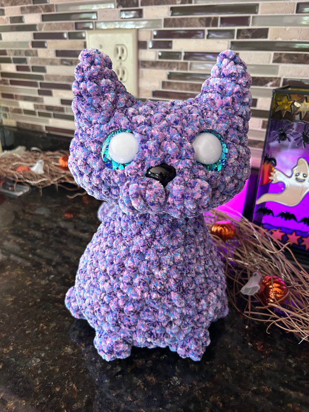 Purple Cat Crochet Plush