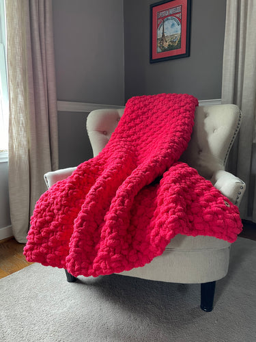 Pink Blanket | Chunky Knit Chenille Throw - Hands On For Homemade