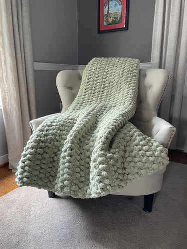 Periwinkle, Gray and Ivory Blanket  Chunky Knit Blanket – Hands On For  Homemade