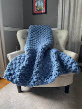 Load image into Gallery viewer, Bell Bottom Blue Blanket | Chunky Knit Chenille Throw - Hands On For Homemade