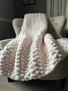 Blush Pink Chunky Blanket | Soft Chenille Throw - Hands On For Homemade