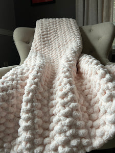 Blush Pink Chunky Blanket | Soft Chenille Throw - Hands On For Homemade