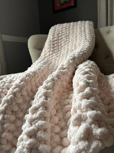Blush Pink Chunky Blanket | Soft Chenille Throw - Hands On For Homemade