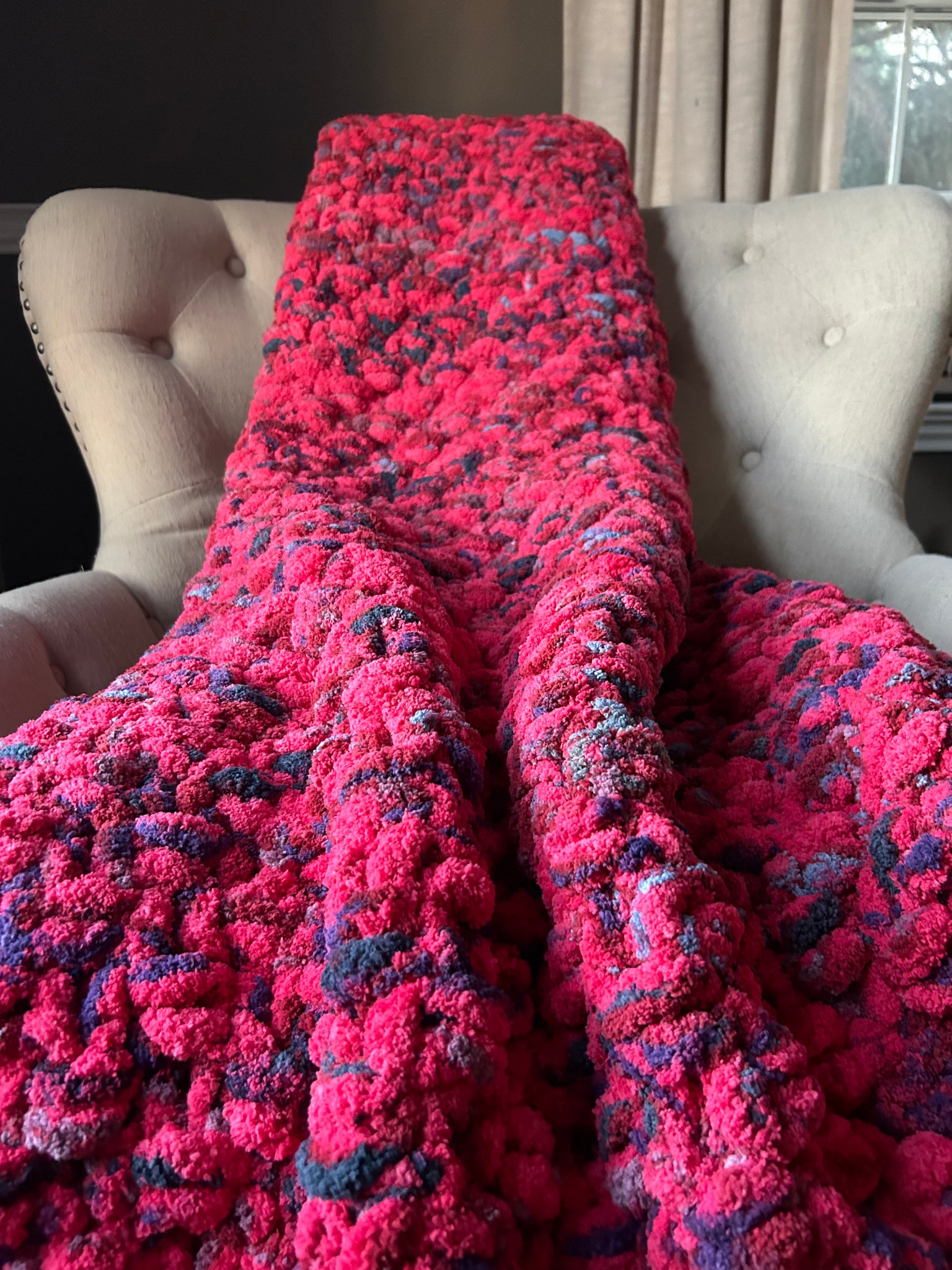 Pink Variegated Blanket  Chunky Knit Blanket – Hands On For Homemade