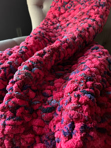 Pink Variegated Blanket | Chunky Knit Blanket - Hands On For Homemade