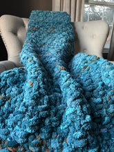 Load image into Gallery viewer, Teal Variegated Blanket | Chunky Knit Blanket - Hands On For Homemade