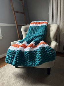 Miami Blanket | Chunky Knit Teal Blanket - Hands On For Homemade