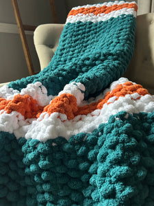Miami Blanket | Chunky Knit Teal Blanket - Hands On For Homemade