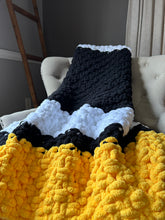 Load image into Gallery viewer, Pittsburgh Hockey Blanket | Chunky Knit Black and Yellow Throw - Hands On For Homemade