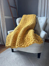 Load image into Gallery viewer, Mustard Yellow Throw Blanket | Super Chunky Mustard Throw - Hands On For Homemade