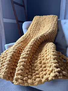 Mustard Yellow Throw Blanket | Super Chunky Mustard Throw - Hands On For Homemade