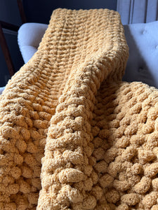 Mustard Yellow Throw Blanket | Super Chunky Mustard Throw - Hands On For Homemade