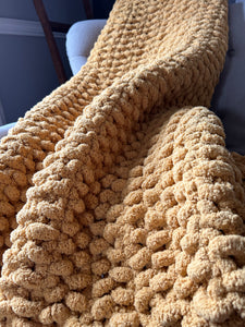 Mustard Yellow Throw Blanket | Super Chunky Mustard Throw - Hands On For Homemade