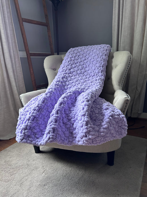 Lilac Chunky Blanket - Soft Chenille Throw - Hands On For Homemade