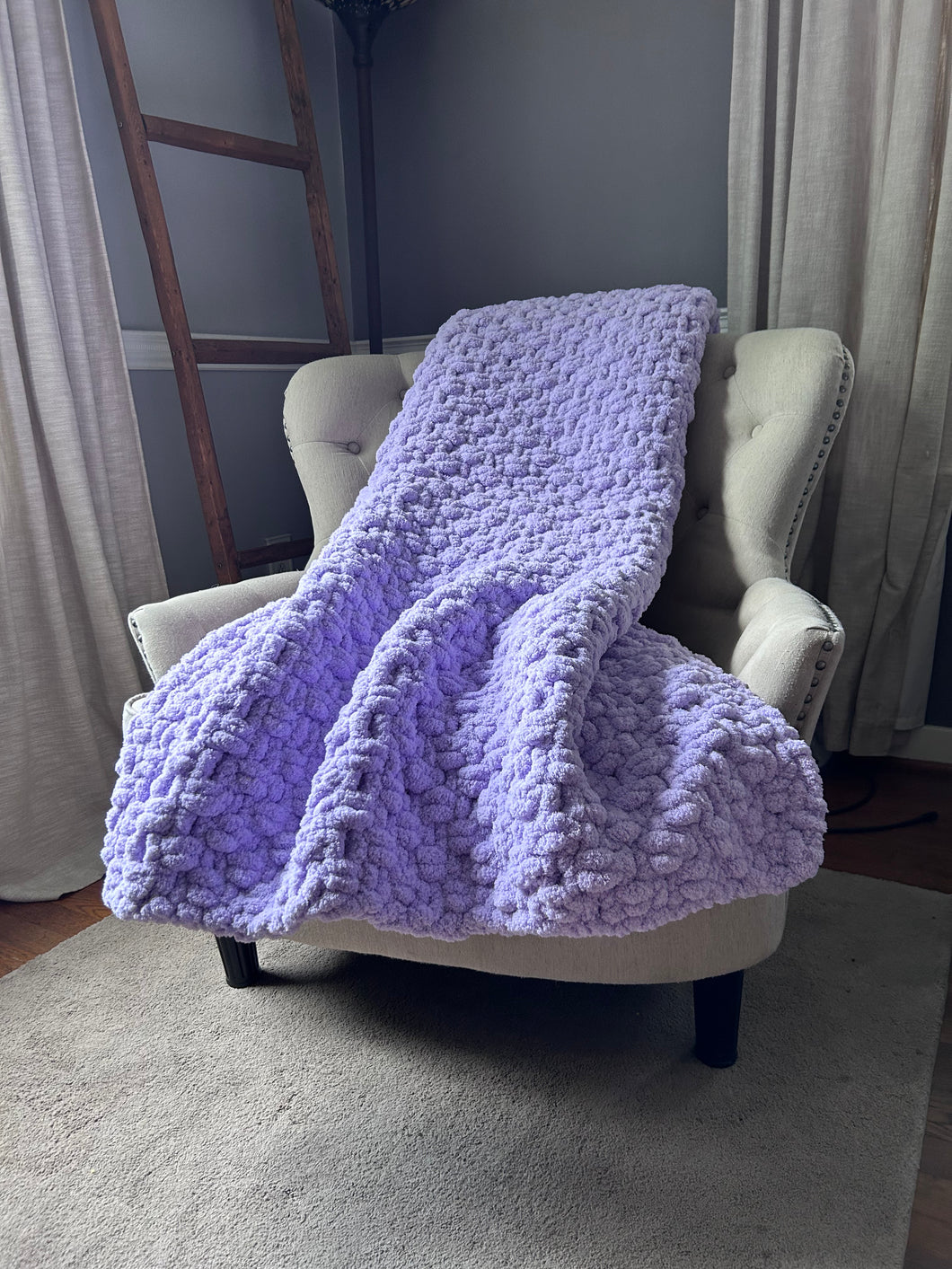 Lilac Chunky Blanket - Soft Chenille Throw