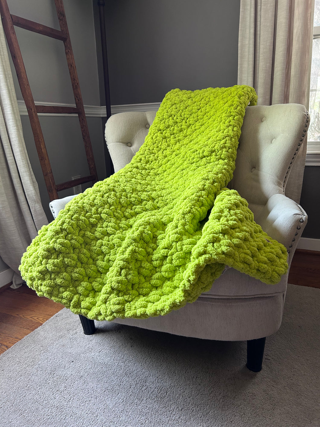Key Lime Throw Blanket - Chunky Knit Throw - Hands On For Homemade