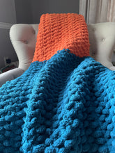 Load image into Gallery viewer, Oceanside and Harvest Orange Blanket | Chunky Knit Blanket - Hands On For Homemade
