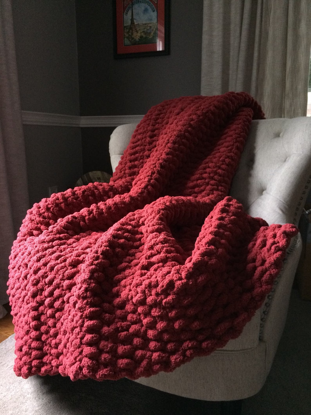 Chunky Knit Blanket | Cranberry Throw Blanket - Hands On For Homemade