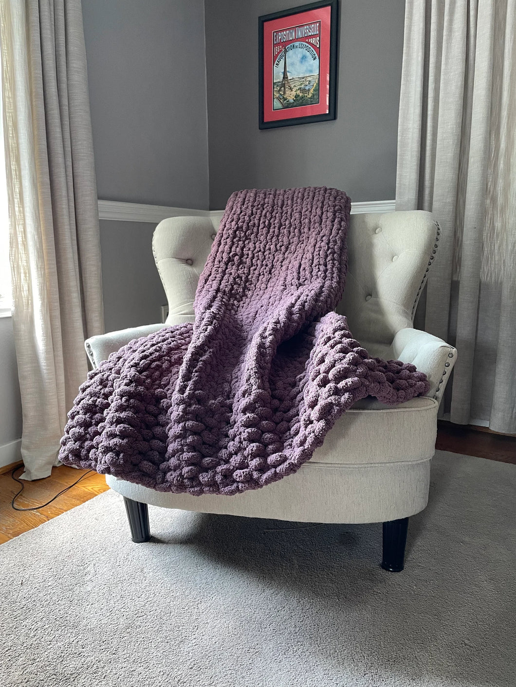 Smoky Amethyst Blanket | Chunky Knit Throw - Hands On For Homemade