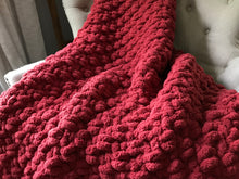 Load image into Gallery viewer, Chunky Knit Blanket | Cranberry Knit Throw Blanket - Hands On For Homemade