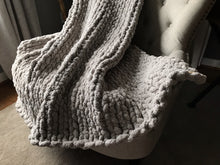 Load image into Gallery viewer, Chunky Knit Blanket | Light Gray Throw Blanket - Hands On For Homemade