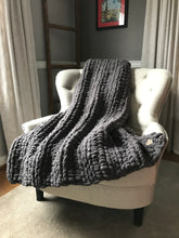Load image into Gallery viewer, Chunky Knit Blanket: Mini Throw | Gray Knit Throw Blanket - Hands On For Homemade