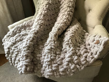 Load image into Gallery viewer, Chunky Knit Throw Blanket | Light Gray Knit Throw - Hands On For Homemade