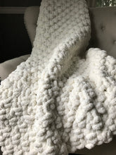 Load image into Gallery viewer, Chunky Knit Blanket | Soft Ivory Knit Throw - Hands On For Homemade