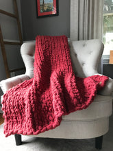 Load image into Gallery viewer, Chunky Knit Blanket | Cranberry Knit Couch Throw - Hands On For Homemade