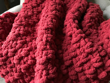 Load image into Gallery viewer, Chunky Knit Blanket | Cranberry Knit Throw Blanket - Hands On For Homemade