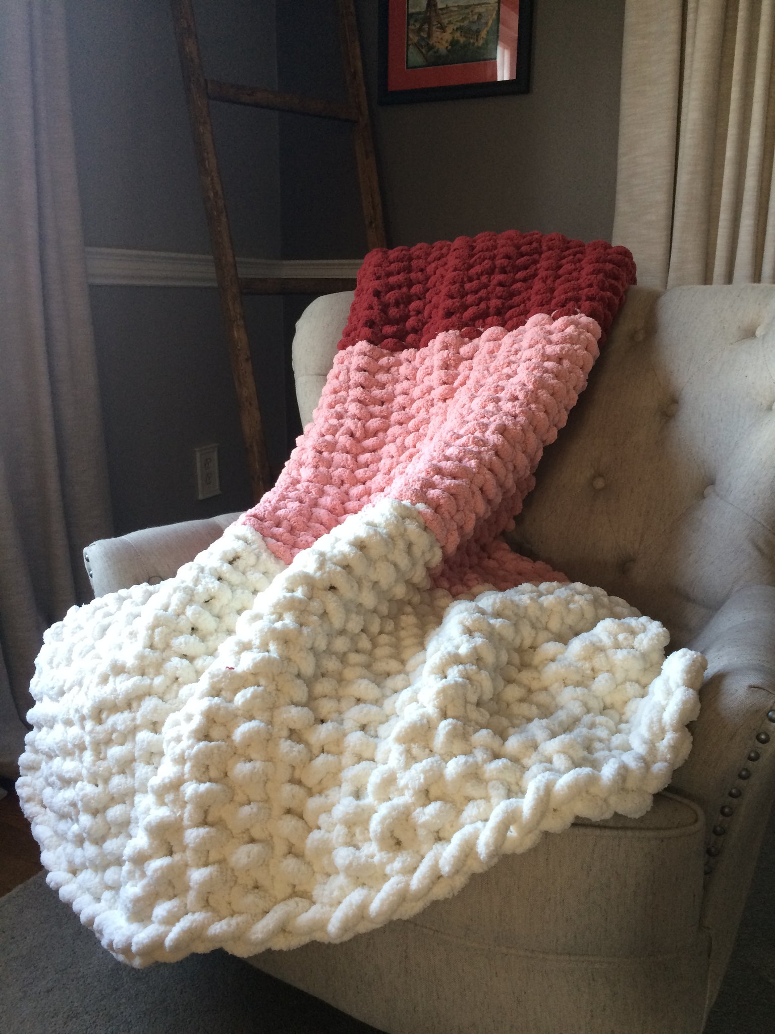 White and pink discount blanket