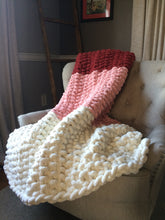 Load image into Gallery viewer, Chunky Knit Throw Blanket | Red Pink and White Knit Throw - Hands On For Homemade