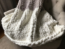 Load image into Gallery viewer, Chunky Knit Blanket | Gray and Ivory Ombré Throw - Hands On For Homemade