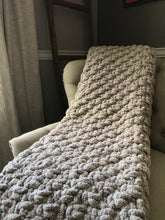Load image into Gallery viewer, Chunky Knit Throw Blanket | Light Gray Knit Throw - Hands On For Homemade