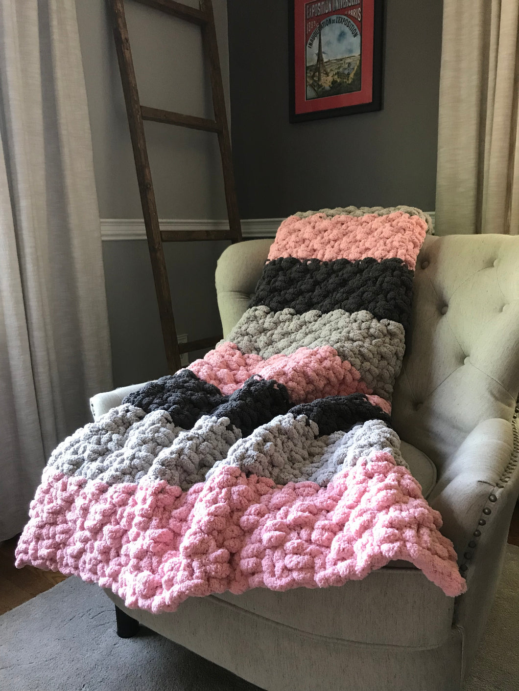 Pink and Gray Striped Throw Blanket - Hands On For Homemade