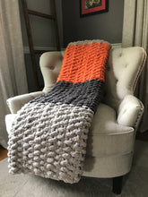 Load image into Gallery viewer, Orange and Gray Chunky Throw - Hands On For Homemade