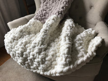 Load image into Gallery viewer, Chunky Knit Blanket | Gray and Ivory Ombré Throw - Hands On For Homemade