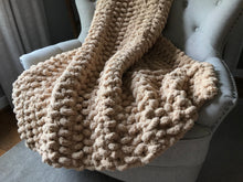 Load image into Gallery viewer, Chunky Knit Blanket | Khaki Knit Couch Throw - Hands On For Homemade