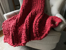 Load image into Gallery viewer, Chunky Knit Blanket | Cranberry Knit Couch Throw - Hands On For Homemade