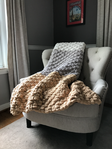 Periwinkle Striped Blanket  Chunky Knit Blanket – Hands On For Homemade