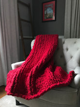 Load image into Gallery viewer, Chunky Knit Blanket | Red Knit Throw Blanket - Hands On For Homemade