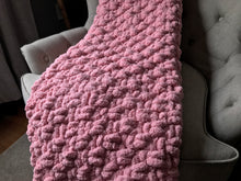 Load image into Gallery viewer, Chunky Knit Blanket | Light Pink Throw Blanket - Hands On For Homemade