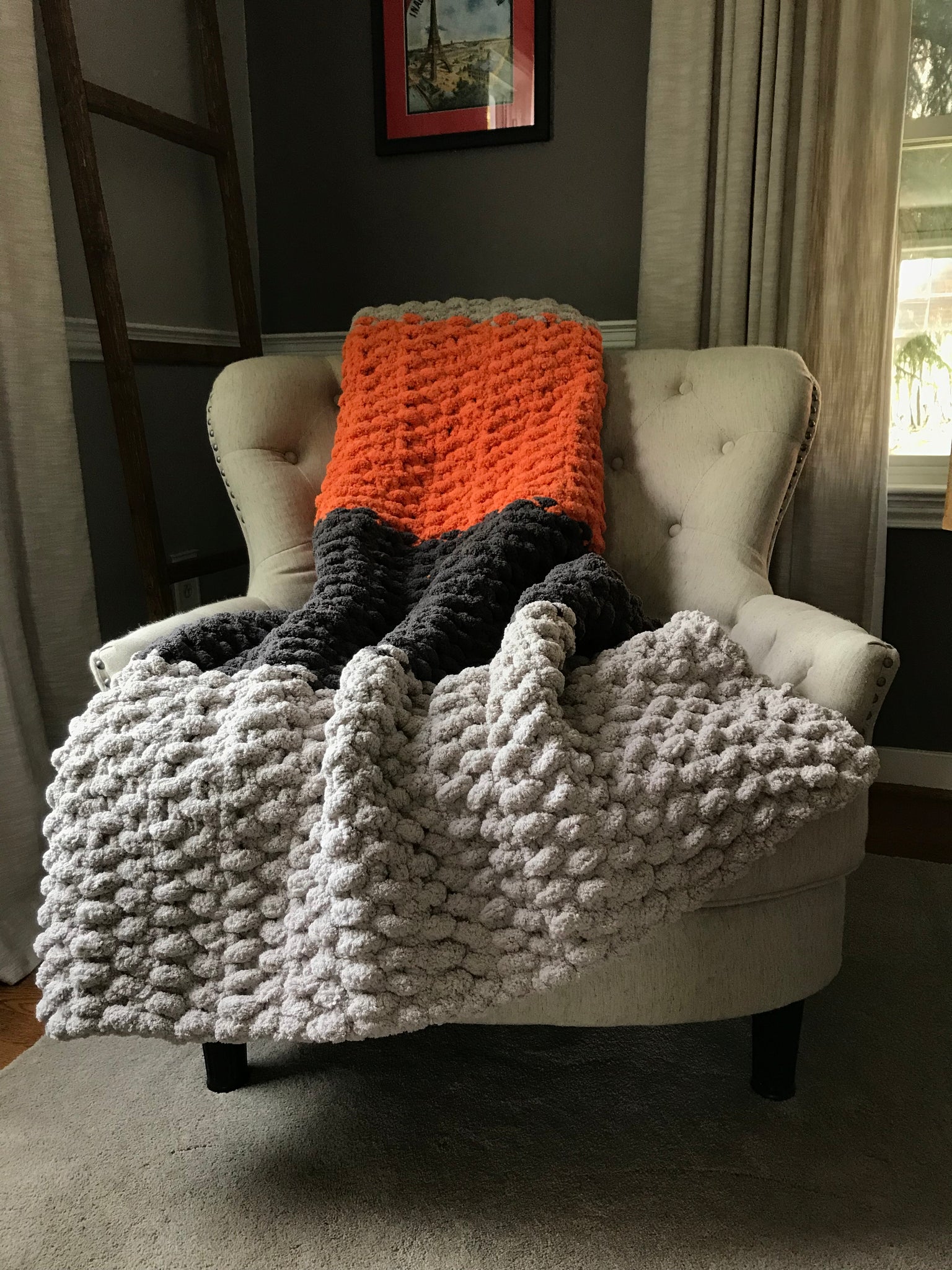 Orange and discount grey blanket