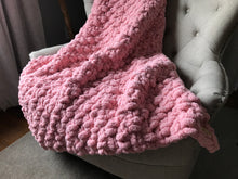 Load image into Gallery viewer, Chunky Knit Blanket | Light Pink Throw Blanket - Hands On For Homemade