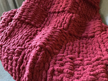 Load image into Gallery viewer, Chunky Knit Blanket | Cranberry Red Knit Throw - Hands On For Homemade